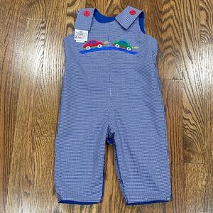 Blue and white checked Mulberry St. reversible longall, size 12 months.